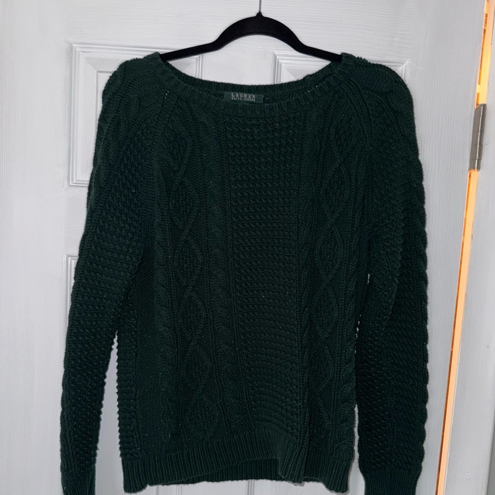 Lauren by Ralph Lauren Women’s Cable Knit Chunky Green Swater Size XL